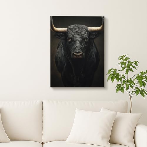 Taureau noir toile artistique pour espace de méditation - 3