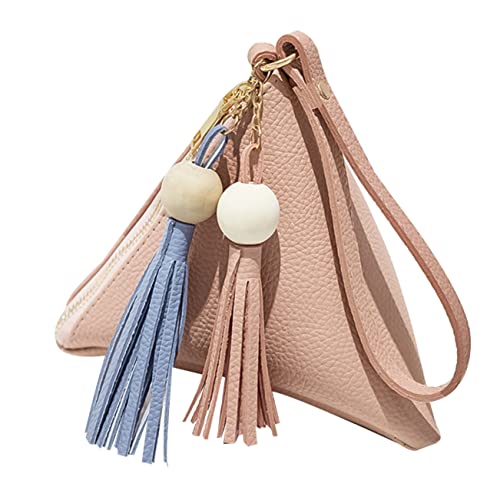 KESYOO PU Litchi Pattern Triangular Women's Key Case Handbag Mini Zipper Wallet for Everyday Use