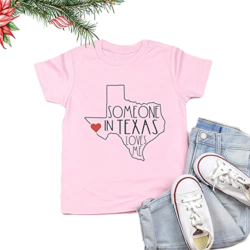 IOEGW Kid's Someone in Texas Loves Me Map T-Shirt Funny Texas Precious Gift Shirt Cute Toddler Children Tee Tops