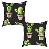 Material: las bonitas fundas de cojín de cactus verdes decorativas están hechas de algodón, que es cómodo y suave al tacto.
