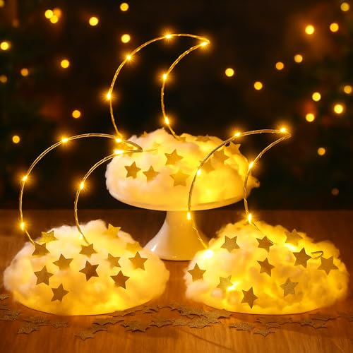 Wonderjune 6 Sets Twinkle Twinkle Little Star Baby Shower Gender Reveal Centerpieces Decorations DIY Moon and Stars Decor Over The Moon Light Star Cloud Centerpieces for Baby Shower Tables DIY Crafts
