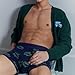 Lacoste Men's Cotton Stretch Print Animation Trunks, Navy Blue/Light Green/Red, Medium