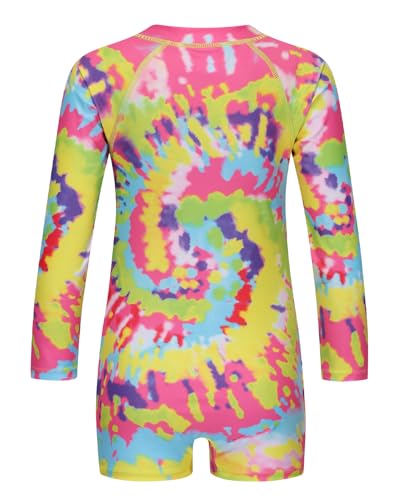 Image of Girls One Piece Rash Guard Swimsuits for Girl Long Sleeve Bathing Suits with UPF 50+ Sun Proctection Sunsuits 3-16 Years