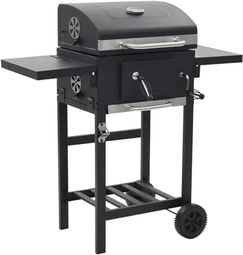 PNAJFUEL Muebles para el Hogar Barbacoa de Carbón para Jardín con Estante Inferior, Color Negro