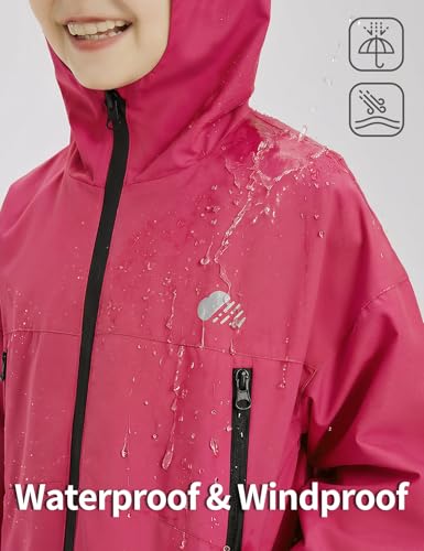 Image of Kids Rain Jacket Lightweight Waterproof Rain Coats Outerwear with Hood for Boys Girls Size 5-15