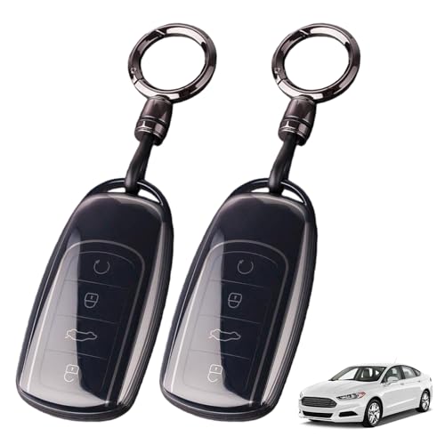 2 Pcs Car Key Cover TPU Protective Case Car Key Holder Waterproof and Drop-Resistant Key Fob Holder Accessories With Keychains Crystal Black Full Protection for Chery Jaecoo J7 J8 J9 Tiggo 8 Omoda 5