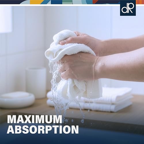 Image of DecorRack 10 Pack 100% Cotton Wash Cloth, Luxurious Soft, 12 x 12 inch Ultra Absorbent, Machine Washable Washcloths, White (10 Pack)