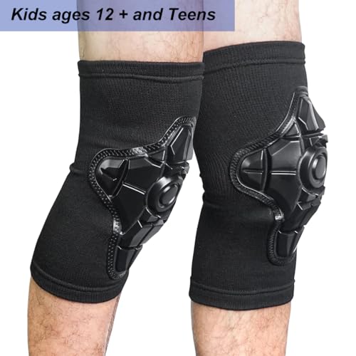 Luwint Kids Youth Knee Pads Sleeves, PU Padded Flexible Knee Brace Support for Cycling, Basketball, Volleyball, Dance, Ages 12+ - Thumbnail 4