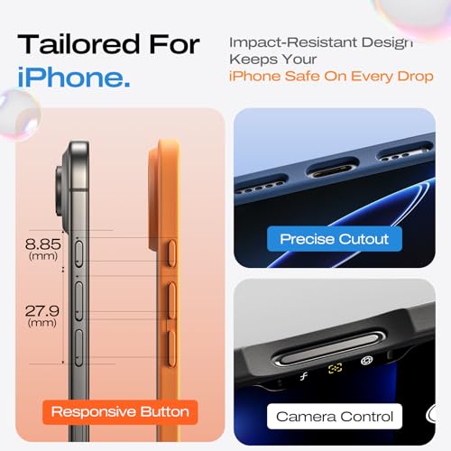 LISEN 3-Pack Magnetic Shockproof for iPhone Air Case Slim [Fit for MagSafe][Military Grade Drop Protection] Translucent Matte Phone Case for i Phone 17 Air, Cosmic Orange, Space Black, Deep Blue by LISEN - Image 9