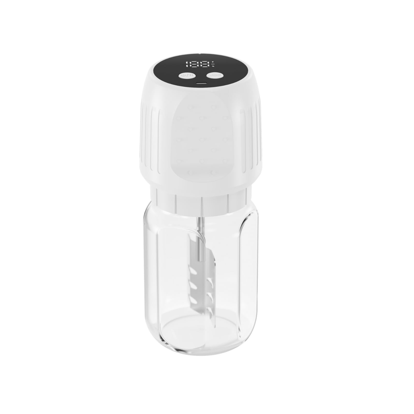 Gralara Burrificatore Elettrico con Barattolo in Vetro Trasparente Elettrodomestico Igienico per Cuochi Domestici, Preparazione Della Colazione, Bianco