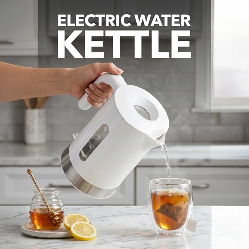 Image of OVENTE 1.8L Electric Kettle, BPA-Free with Easy-Fill Lid, White KP413W | 1500W Fast Boiling Water Heater, Auto Shut-Off, Boil-Dry Protection, 360 Swivel Base, Clear-View Window, Removable Filter