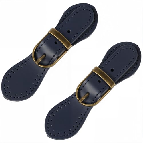 CALFOVERA 2 Cierre de Piel de Vaca con Botones A Presión, Hebillas para Coser, Cierres de Piel Auténtica para Bolsos, Carteras, Fundas de Móvil, Chaquetas, Cuadernos, Manualidades (Azul Oscuro).