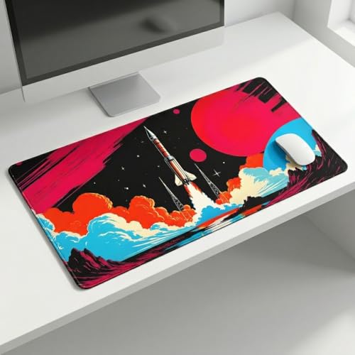 Image of Extended Gaming Desk Mat Mouse Pad XXL (458 x 915 mm) | 3mm Thick Large Desk Pad with Stitched Edges | Anti-Slip Rubber Base | Smooth Surface Mousepad for Office & Gaming