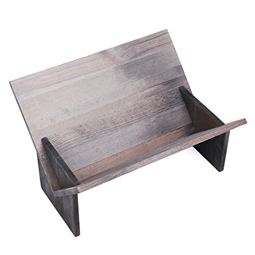 Mygift Rustic Barnwood Gray Wood Tilted Bookcase, Desktop Decorative Storage Organizer Display Bookshelf #TOP2
