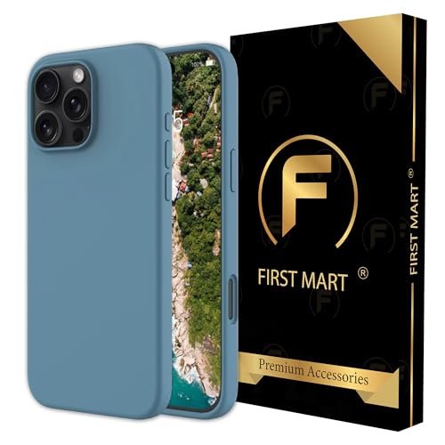 Image of FIRST MART Silicone Back Case for iPhone 16 Pro, Soft-Touch Phone Back Cover for Apple iPhone 16 Pro - Grey Blue
