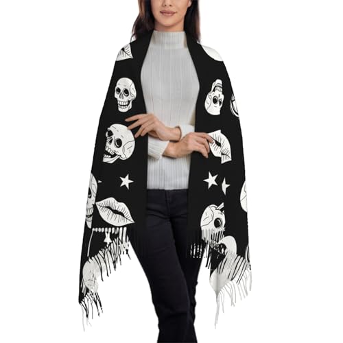 IBILIU Oversize Scarf for Women Delightful Doggies Bulldog Dog Scarf Tassel Scarves Fall Winter Shawl Wraps3