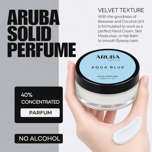 Image of Alcohol Free Aqua Blue Solid Perfumes | Wax Perfumes for Men & Women | Cologne | Strong & Lasting Fragrance | Gifting Pack for Him & Her