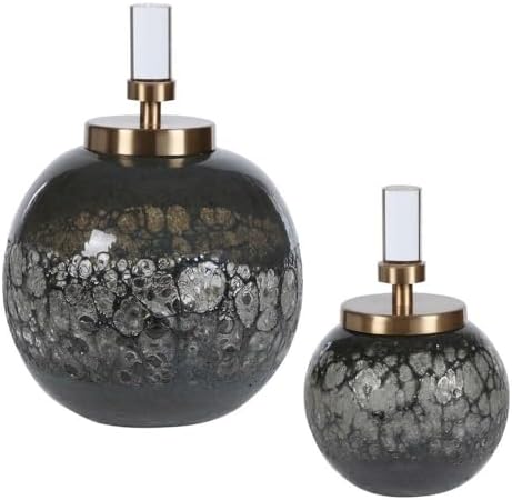 Uttermost Cessair Blue and Gray Art Glass Bottles Set of 2