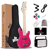 WINZZ EGM100 30 Inches Real Kids Electric Guitar with Beginner Kit, Right Handed (Rose Pink)