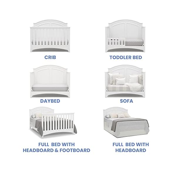 Delta children perry 6 in 1 convertible crib greenguard gold certified bianca white  urban country home decor