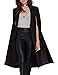 HaoDuoYi Women Casual Open Front Cape Trench Duster Coat Longline Blazer(M,Black)
