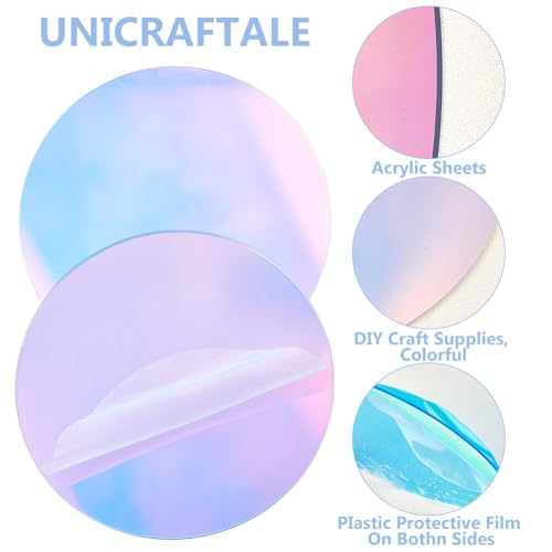 UNICRAFTALE 2 Stück Klare Runde Acrylplatten 20cm Runde Acrylrohlinge Acrylscheiben Blätter Bunte Transparente Acrylplatte Für Bilderrahmen Malerei Kunstprojekte Heimwerkerbedarf