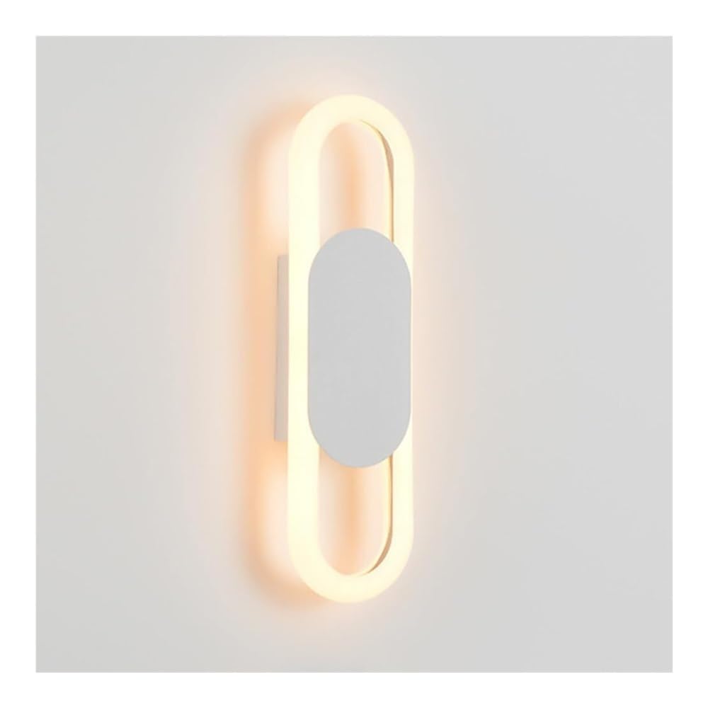 HXYSXHJUO Ring LED Wall Lamp Acrylic Shade Sconce Modern Nordic Lighting Lantern for Bedroom Bedside Living Room Study Corridor Entryway Restaurant Mounted Lamp(White)