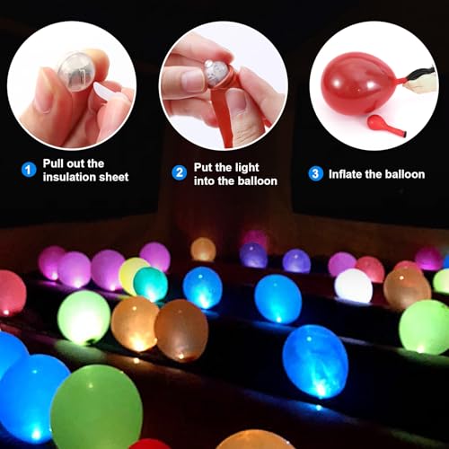 Image of ZGWJ 100PCs Purple Balloon Lights Mini, Battery Powered, Long Standby Time Waterproof Tiny Led Round Flash Light for Paper Lantern Balloon Party Easter Eggs Wedding Christmas Halloween Decorations