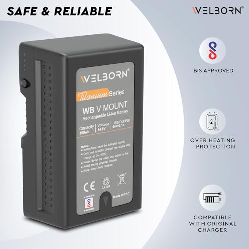 Image of WELBORN V Mount 14.8V 150Wh Rechargeable Li-ion Battery for Broadcast Video Camcorder, V Mount Battery for Sony HDCAM, XDCAM, Digital Cinema Cameras Series and Other Camcorders