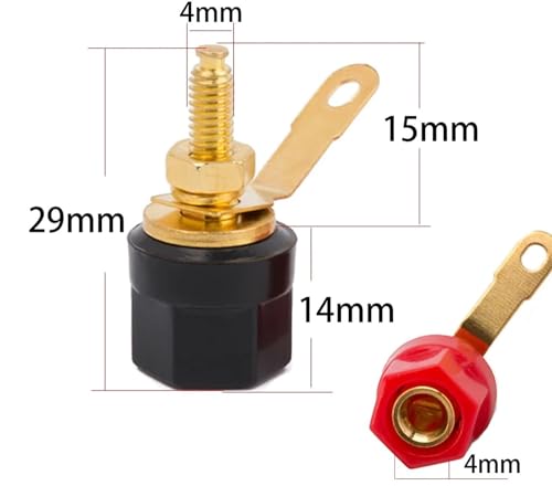 RUNCCI-YUN 20Pcs 4mm Banana Jack Socket Female Adapter Panel Mount Binding Post for 4mm Banana Plug Connectors Speaker Cable Connectors(Length 1.1" / 29mm Black and Red) - Image 3