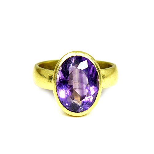 Bague améthyste naturelle pour femme, bijou violet élégant en alliage Panchdhatu
