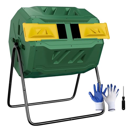Saicool 43 Gallon Large Dual Chamber Composting Tumbler Outdoor...