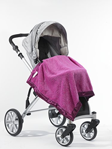 Image of SwaddleDesigns Stroller Blanket, Cozy Plush Baby /Toddler Blanket, 30x40 inches, Very Berry Puff Circles with Satin Trim