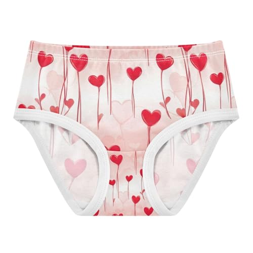 Red Heart Flowers Toddler Underwear Girls, Girls' Cotton Brief Underwear, 2T–8 Years