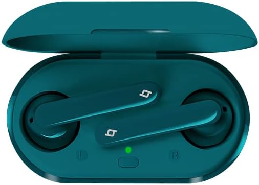ttec AirBeat Free earbuds inside open charging case, top-down view