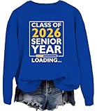 Photo Gallery felpa con scritta "class of 2026" graduation senior year loading sweatshirt, senior 2026, blu reale, xxl Photo Gallery felpa con scritta "class of 2026" graduation senior year loading sweatshirt, senior 2026, blu reale, xxl