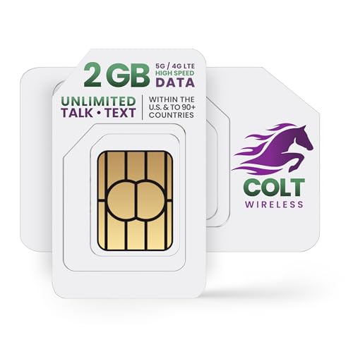 Colt Wireless 30 Day U.S.A. Prepaid Phone Plan Tri-Cut SIM Unlimited Data Talk & Text to 90+ Countries 2GB 4G LTE/5G and Flexible Hotspot