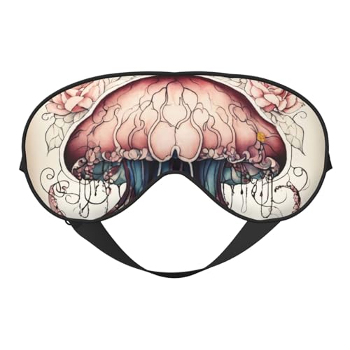 Máscara de ojos opaca con estampado de medusas para mujeres y hombres, correa ajustable de dos caras, para dormir, viajar, relajarse