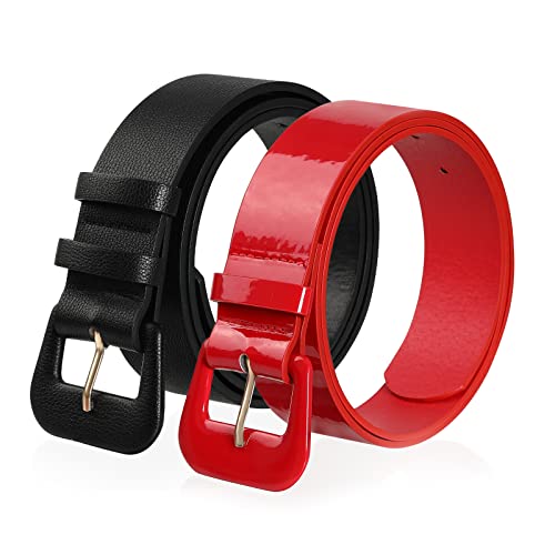 Kajeer Ceinture en cuir pour Femme - 2 pièces de la Largeur de 3,8 cm de ceinture à boucle ardillon en cuir PU rétro avec jean, robe (130cm) Cover