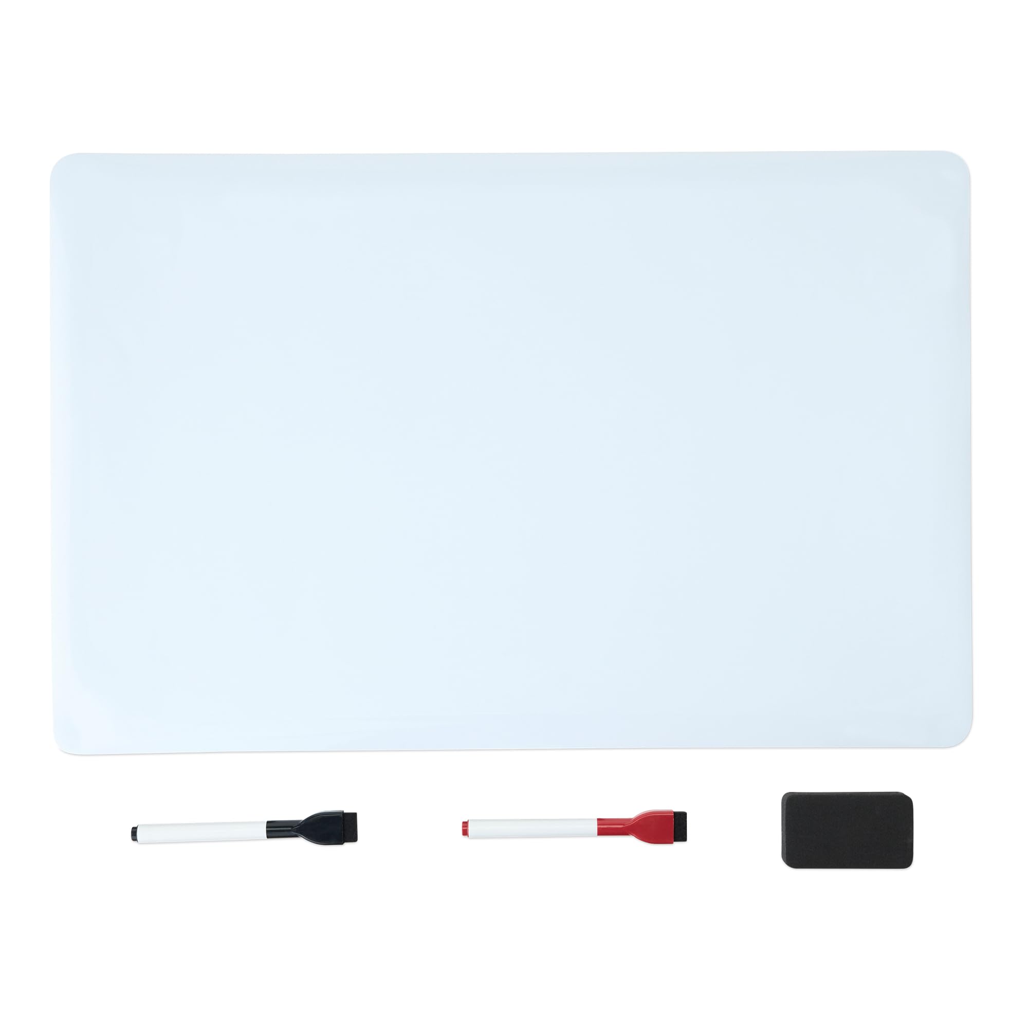 Amazon Basics Magnetic Large Whiteboard for Fridge, Dry Erase, with 2 Markers and 1 Eraser, Flexible Planner, Memo, Notice Board for Home, Kitchen, Office, School, 33 x 50 cm