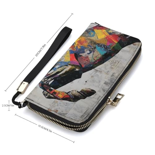 Horse Collage Newspaper Graffiti PU Leather Clutch Long Bifold Wallet, Coin Purse Credit Pass Case, Durable Card-Holder Money Storage for Women Men2