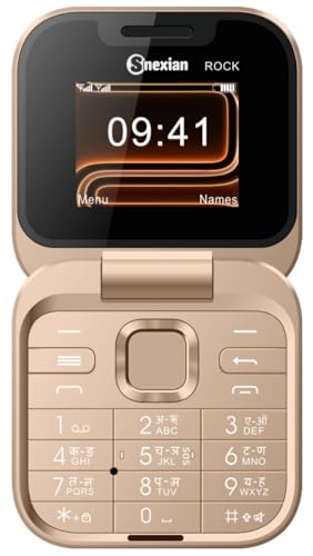 Image of Snexian Rock X Flip Dual Sim |Keypad Mobile with 1.8 inch Display |Flip|Fold|Call & SMS Indicator|Crystal Back Panel |BT Dialer|Voice Changer|Long Lasting Battery|Camera|Feature Phone| Gold