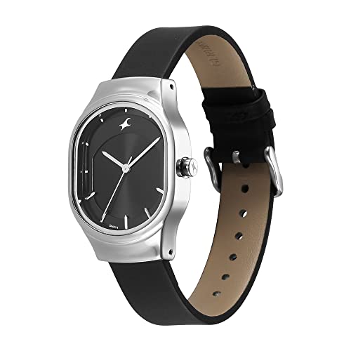 Image of Fastrack Snob X Quartz Analog Black Dial Black Leather Strap Watch for Girls - NS6283SL03
