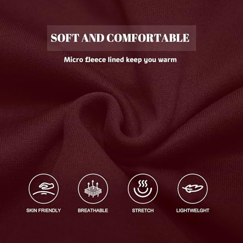 MANTORS Men's Fleece Hoodie Casual Long Sleeve 1/4 Zipper Pullover Sweatshirts Wine Red — view 5