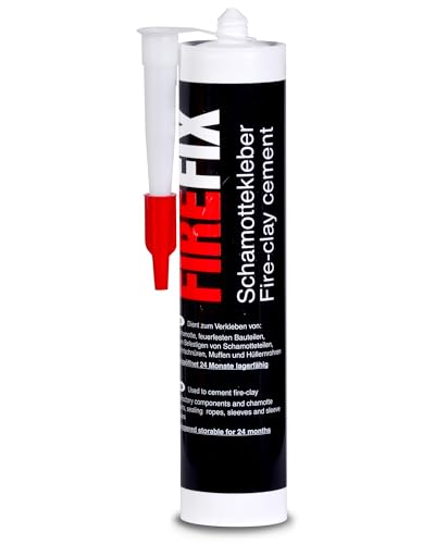 FIREFIX 2059 Schamottkleber 620g für Kaminofen I Hitzebeständiger Kleber bis zu 1.000 C I Geeignet zum Anbringen von Schamottstein & Bruchstücken klar