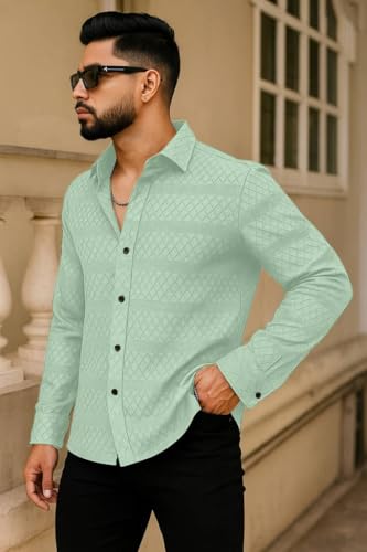 Image of Men's Solid Linen Cotton Shirt, Casual, Plain, Full Sleeve, Summer-Regular Fit, Stylish, Everyday Formal Wear
