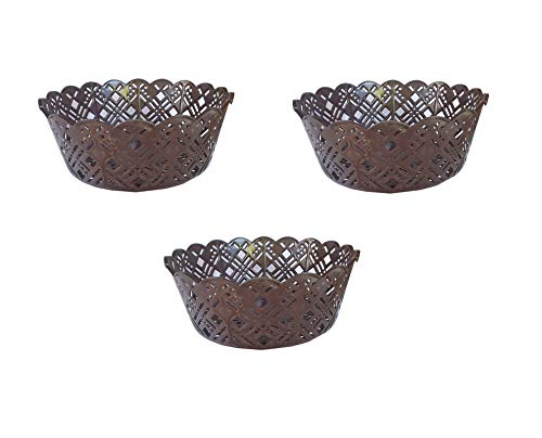 advancedestorePlastic Quality Mat Design Round Basket without Lid and Holding Space with Beautiful Design for Storage- 26 cm Mouth 3.5 L Each Pack of 3 Pieces, Multicolor
