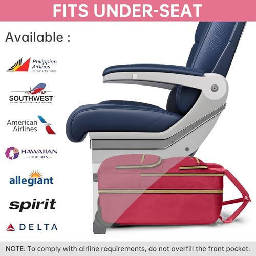 Image of Underseat Carry On Luggage with Wheels, Stylish Lightweight Under Seat Luggage, Personal Item Suitcase with telescoping handles for Men Women, Pilots and Crew, Burgundy