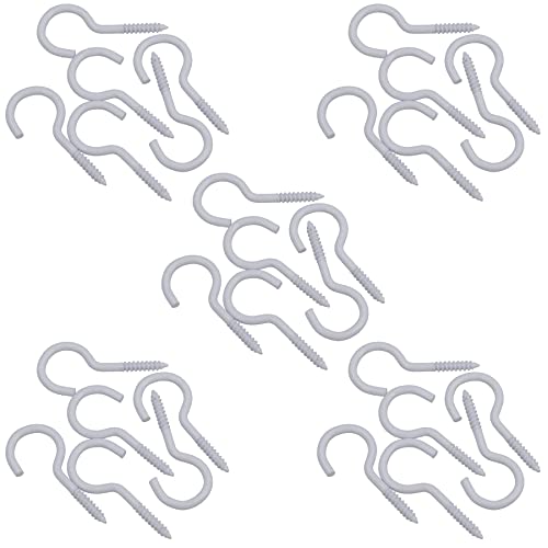 Screw Hook Fasteners Hangers White Plastic Finish 16mm Dia 50mm length 30pc