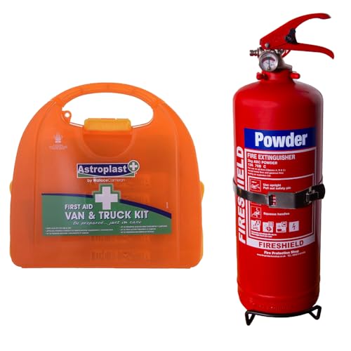 FireShield 1Kg ABC Dry Powder Fire Extinguisher & Astroplast Van & Truck First Aid Kit